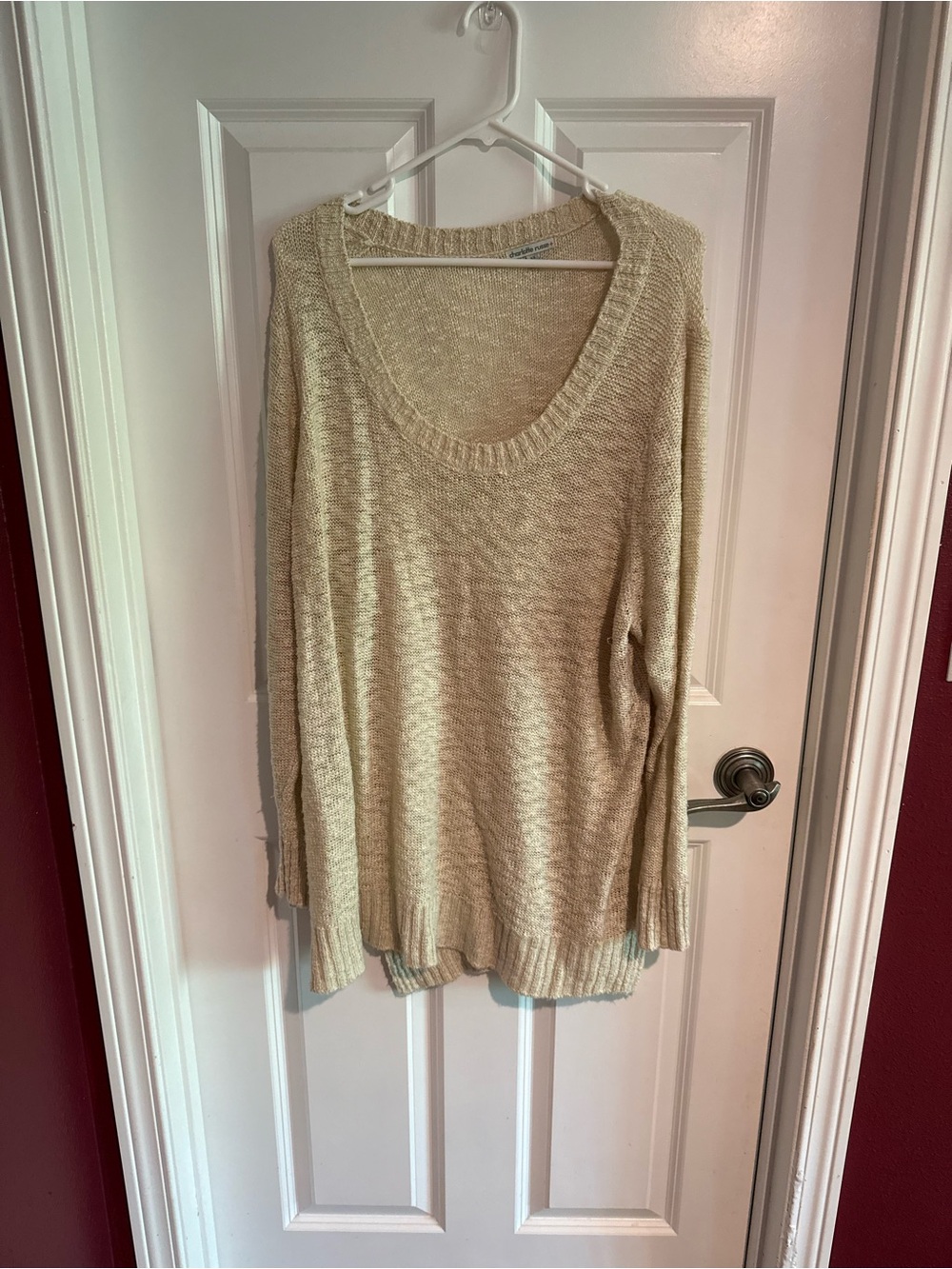Charlotte Russe Cream Scoop Neck Knit Sweater